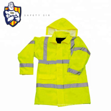 High visibility yellow safety reflective winter jacket